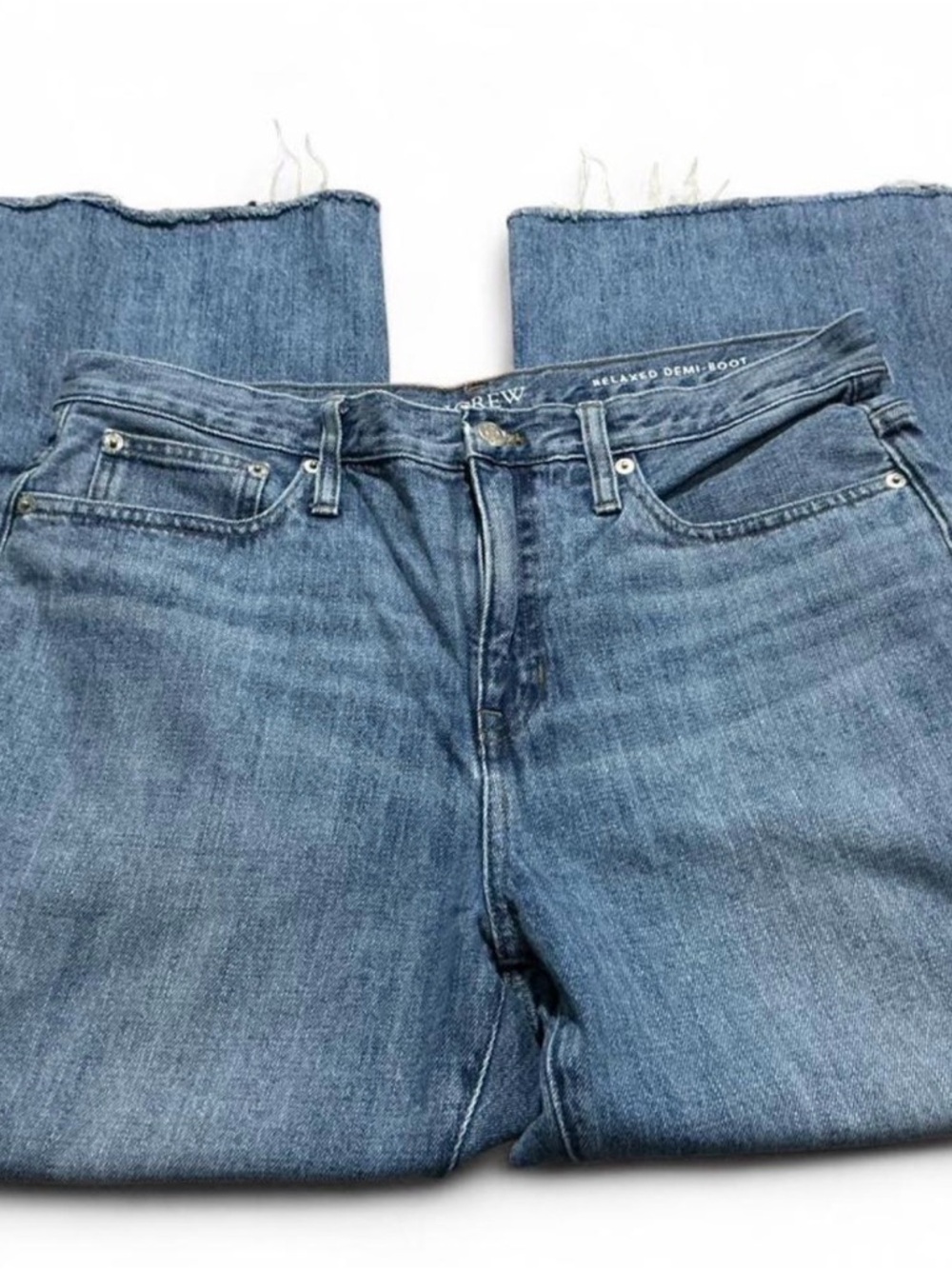 J. Crew Women's Relaxed Demi Boot Flared Wide-Leg Jeans Medium Wash Sz 30